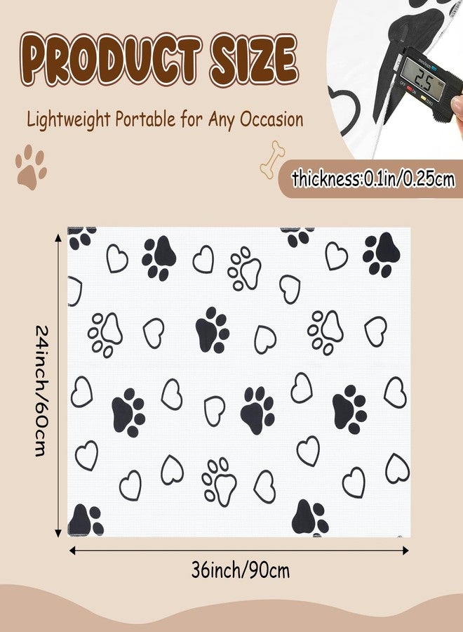 AceOrbit 24x36 Inch Non-Slip Dog Grooming Mat for Table Dog Vet Mat Black and White Paw Print Pet Grooming Pad for Cat Pet Checkups Rehabilitation Bath, Waterproof and Easy to Clean - Image 2